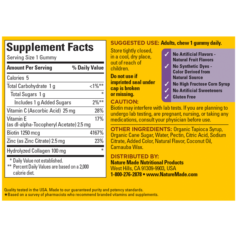 Collagen Gummies with Biotin, Zinc, C & E