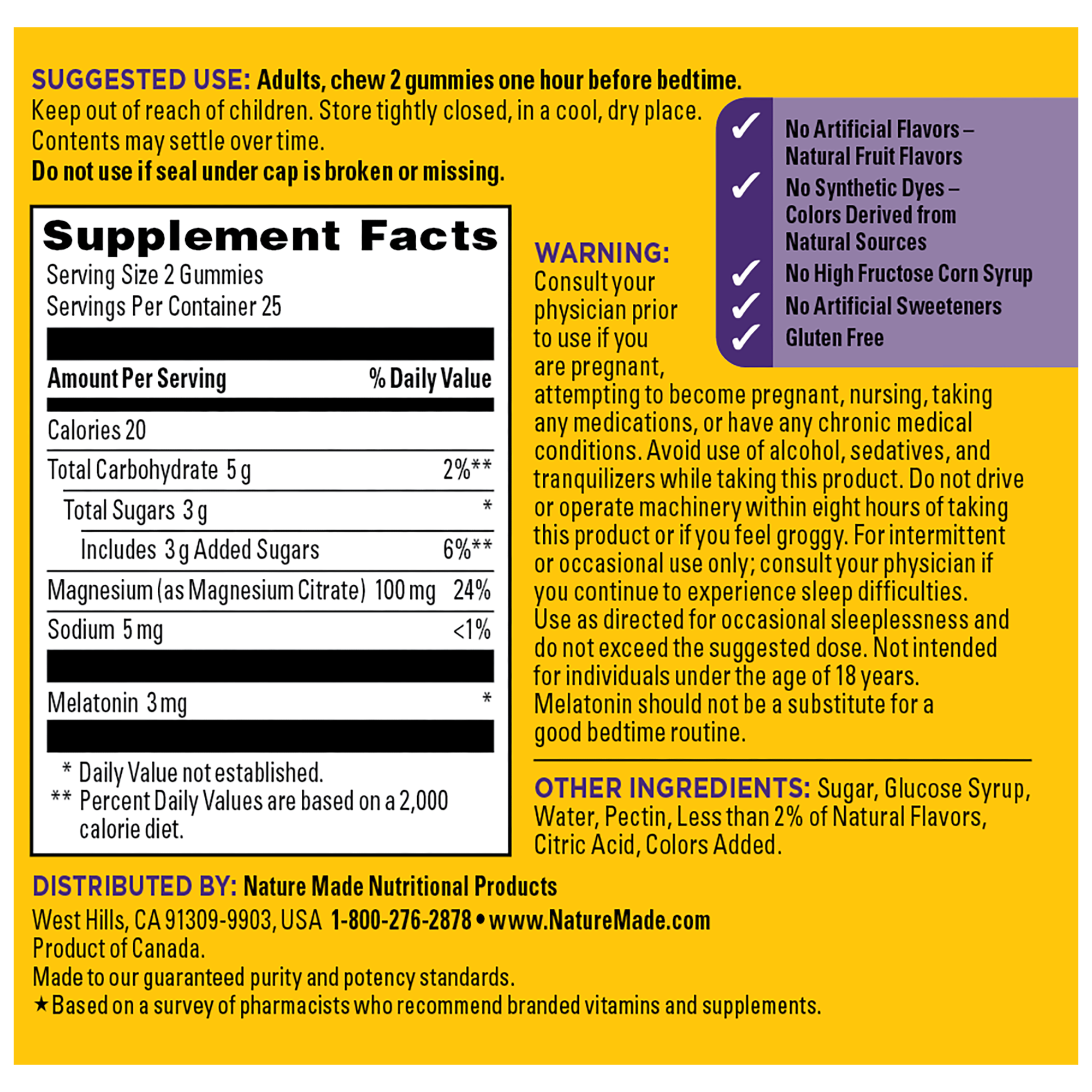 Melatonin 3 mg + Magnesium 100 mg Sleep and Relax Gummies