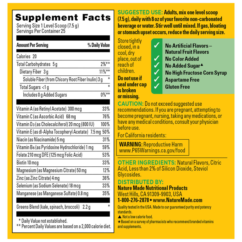 SuperGreens with Prebiotic Fiber Powder Drink Mix