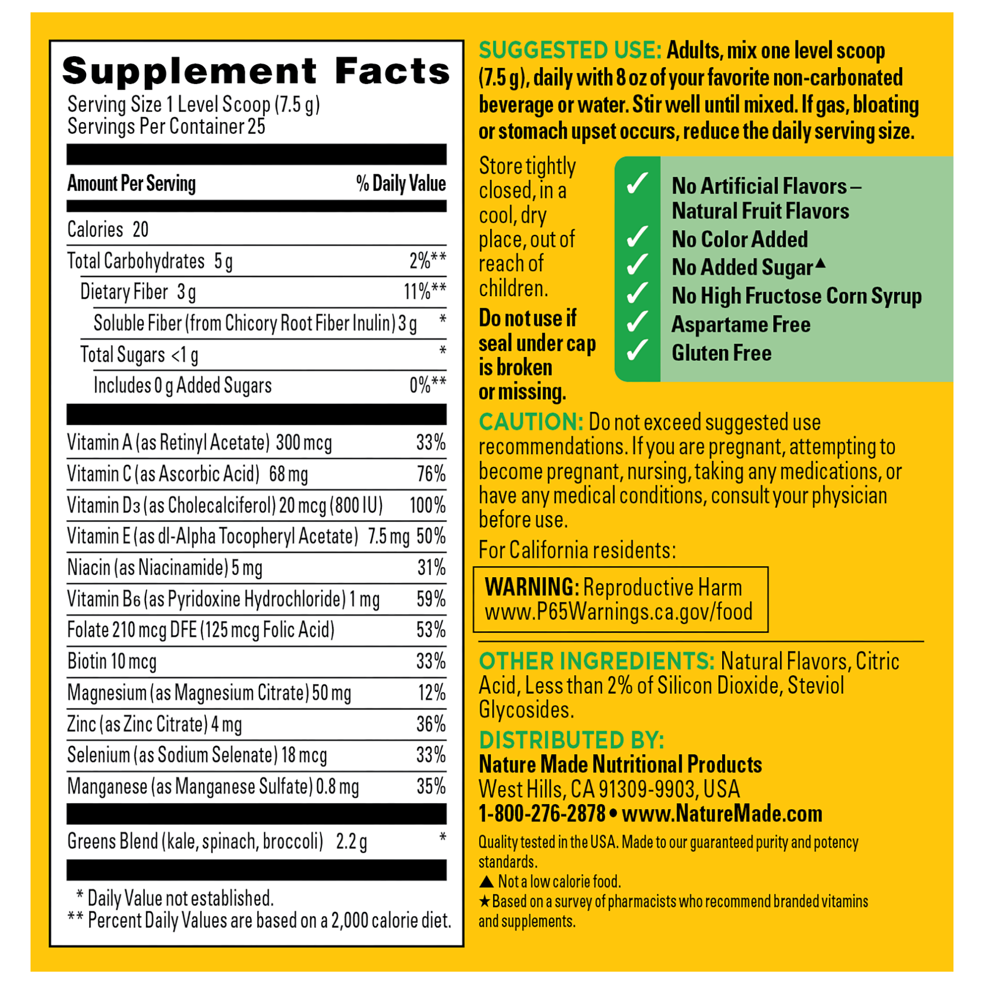 SuperGreens with Prebiotic Fiber Powder Drink Mix