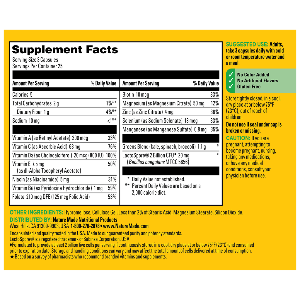 SuperGreens with 2 Billion CFU◆ Probiotics Capsules